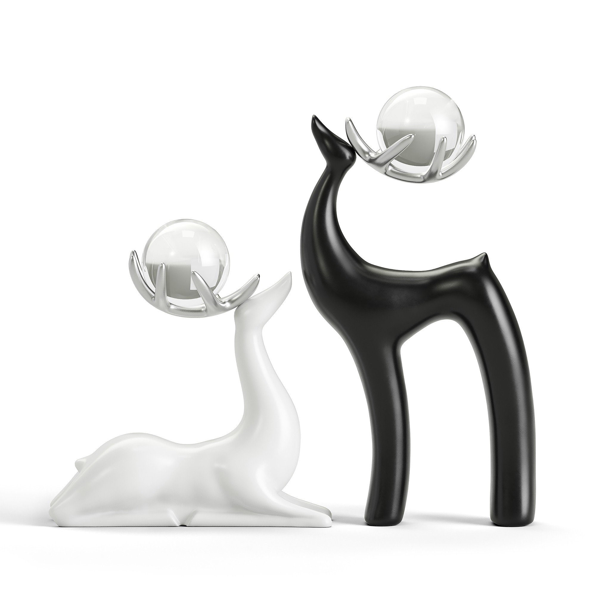 Giulia Grillo ORN51 Simple crystal deer black and white set D