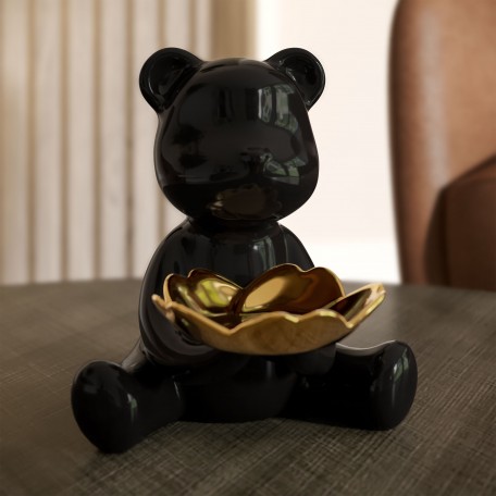 ORN44 Bright light Bear decoration black medium D