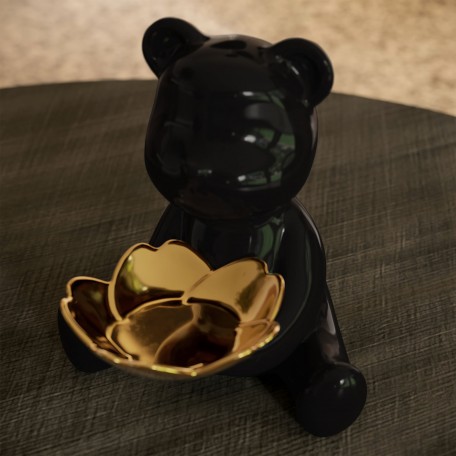 ORN44 Bright light Bear decoration black medium D