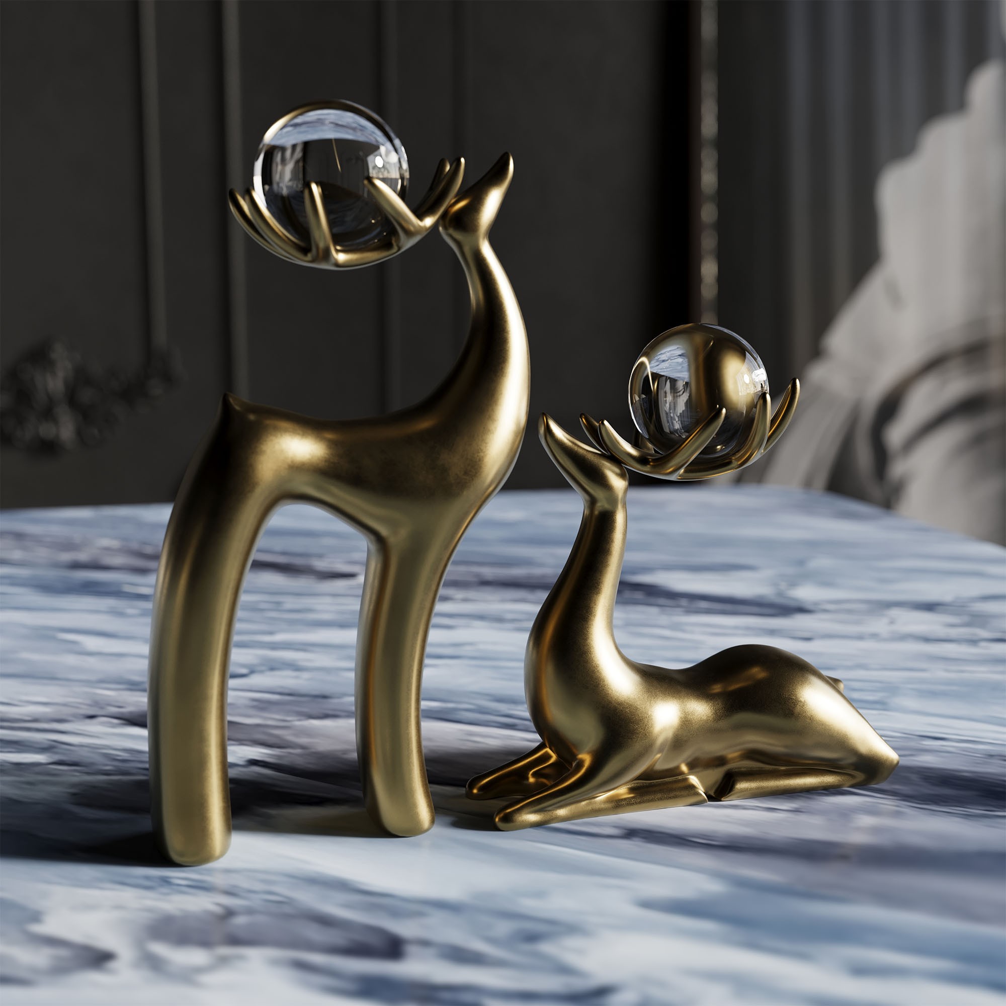 Giulia Grillo Design-Ornament Die Kristallhirsche Golden Edition