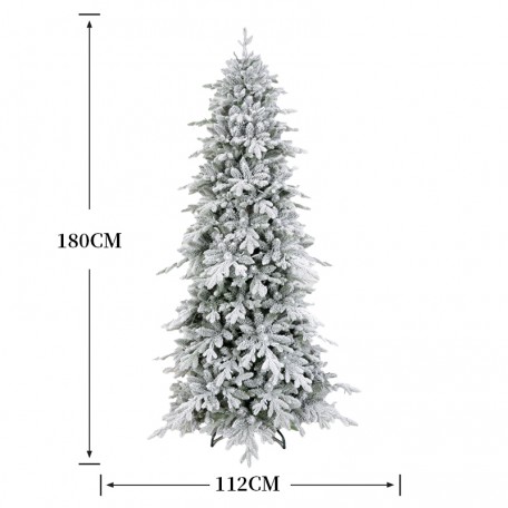 Albero di natale Realistico Slim Innevato Abete Chiome Innevate 180cm