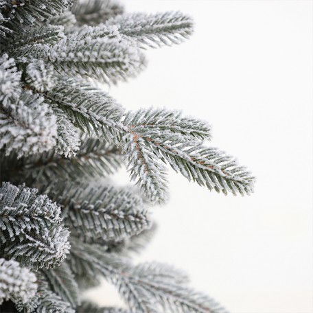 Sapin de Noël Slim réaliste et fin, sapin enneigé avec couronnes enneigées, 210 cm