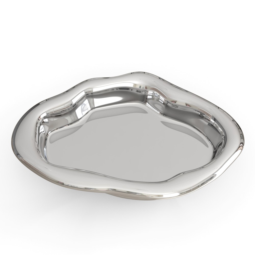 Giulia Grillo ORN78 ins Texture Creative plate Fruit plate irregular shape large - silver plated D