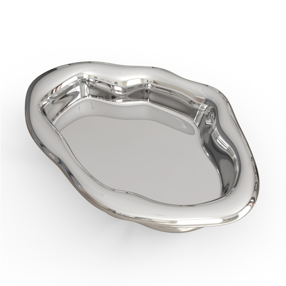 Giulia Grillo ORN78 ins Texture Creative plate Fruit plate irregular shape large - silver plated D