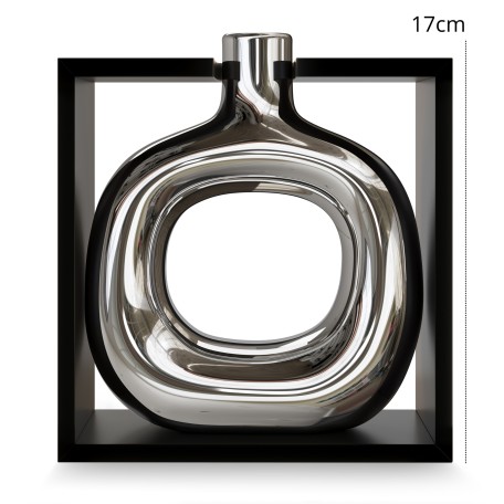 ORN25 Frame flower medium - plated silver + wood frame medium D